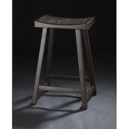 Counter Stool with Carved Bamboo Seat